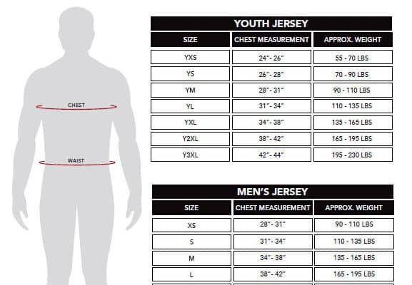 Football Jersey Size Chart